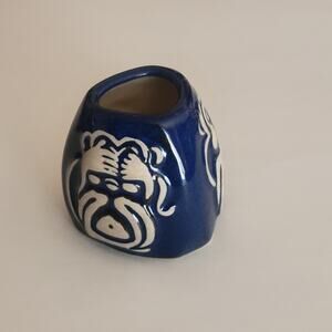 3 Wise Monkeys Hear Speak See No Evil Canadian Art Pottery Blue Vase Cup CPNP